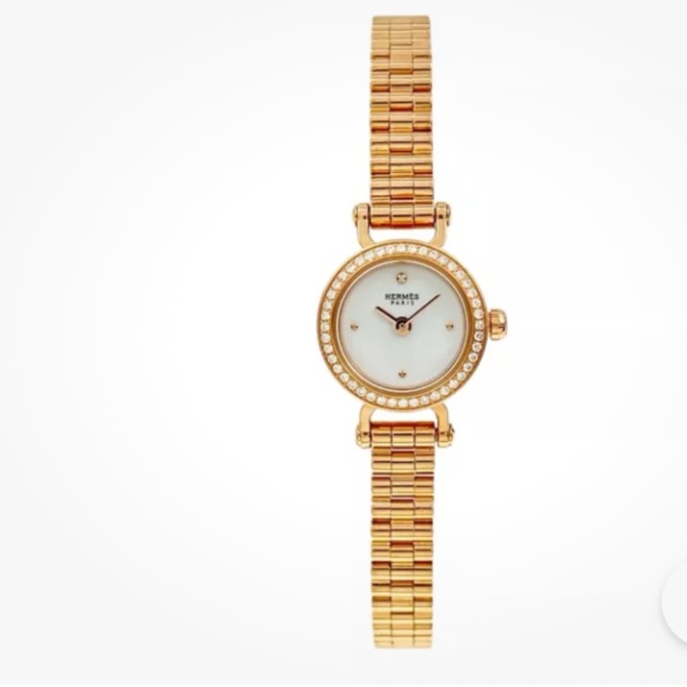 Hermes Faubourg Lady’s 18k Rose Gold White Dial 16mm Quartz Women’s Watch FG.171